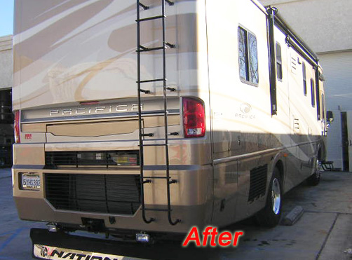 36 foot Pacifica finest motorhome and rv body work in california www.thecrashdoctor.com